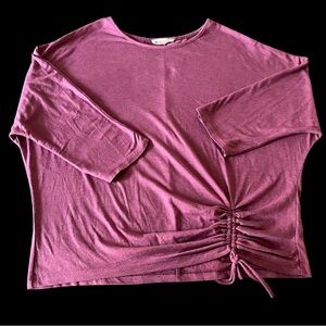 Parallel Skies Ruched Side Dolman Top – Size L – Mauve
